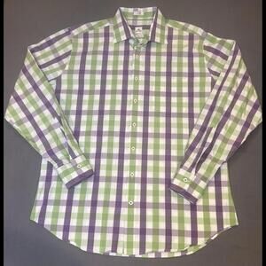 Peter Millar Mens Size‎ L Weekender Wash Plaid Long Sleeve Button Shirt